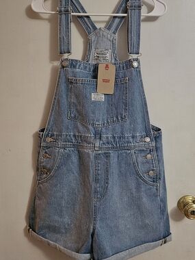 Levi's Light Blue Denim Short Overalls